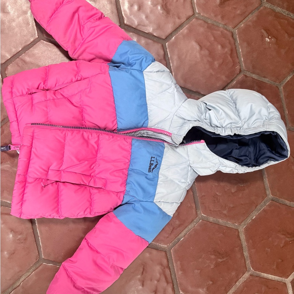 L.L. Bean Blue and Pink Hooded down Jacket